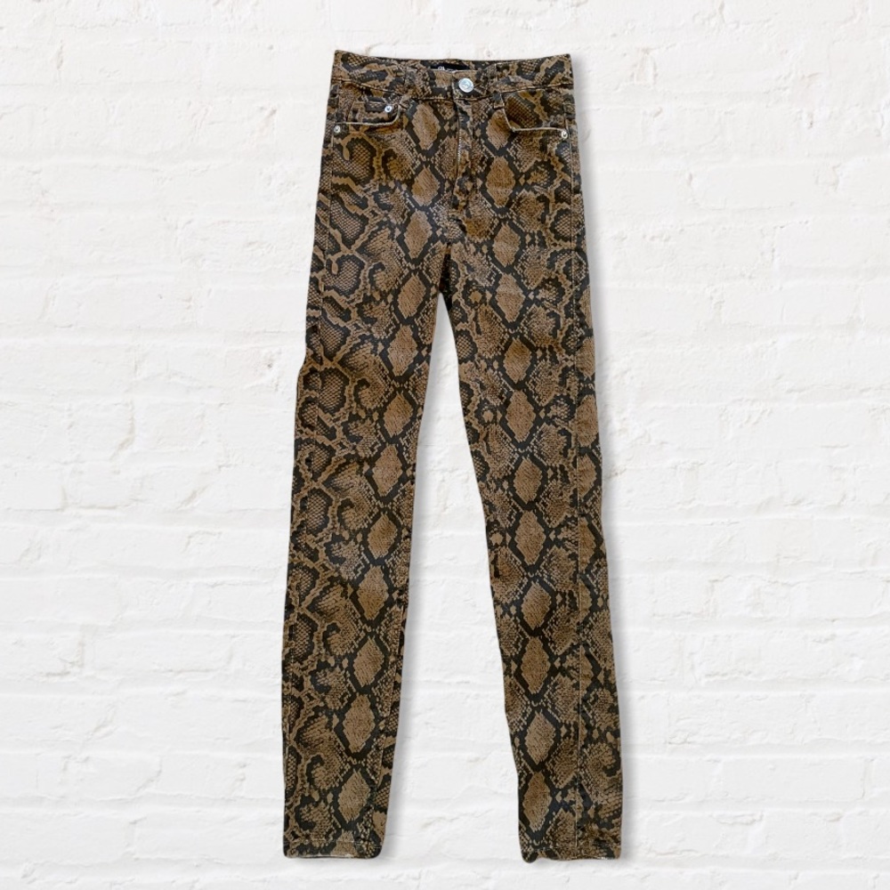 Zara High Rise Snake Skin Print Skinny Jeans